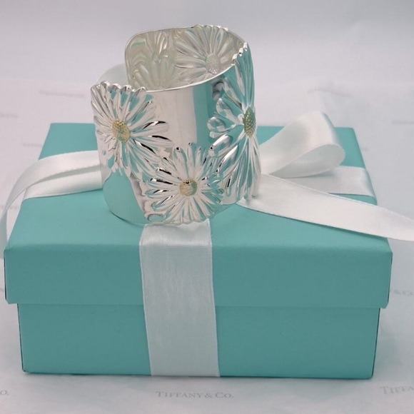 Tiffany & Co. Daisy Wide Cuff Bracelet Sterling Silver 925 Gift Box Vintage 2003 - Picture 11 of 14